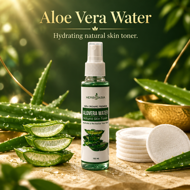 HerbsAsia organic aloe vera water, hydrating natural skin toner, 100ml spray bottle