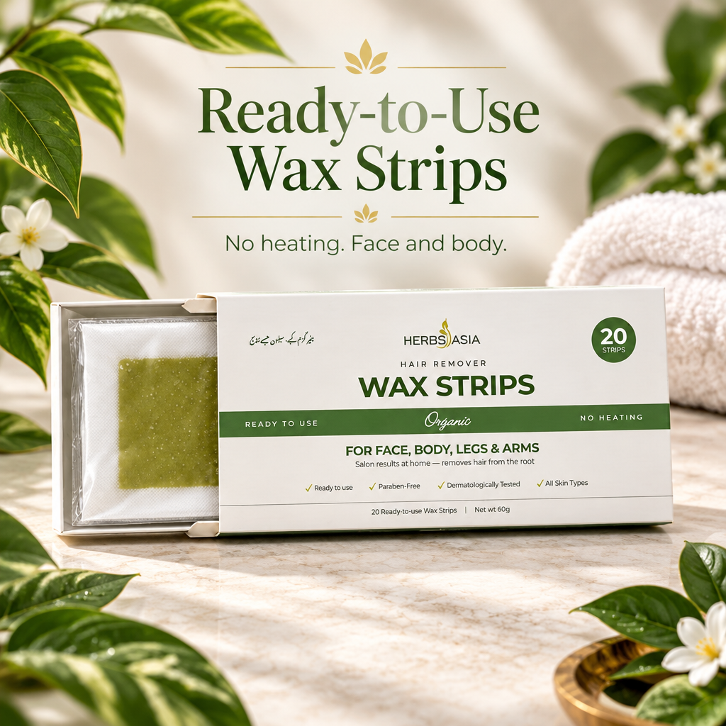 HerbsAsia ready-to-use wax strips for face and body, 20 strips, no heating needed